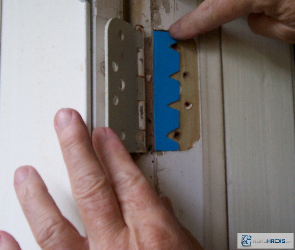 Straighten a Crooked Door with A Cardboard Shim for the Hinge