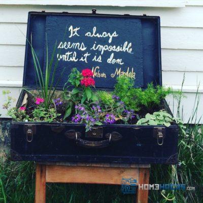 Transform an old trunk into an outdoor planter