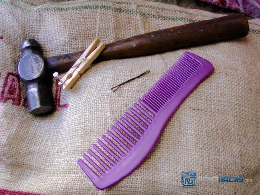 Hold Nail with Clothes Pin, Hair Pin or Comb to Prevent Smashing Fingers