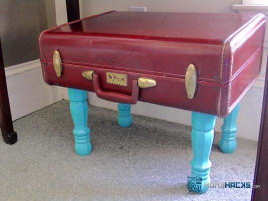 make a table out of a vintage suitcase