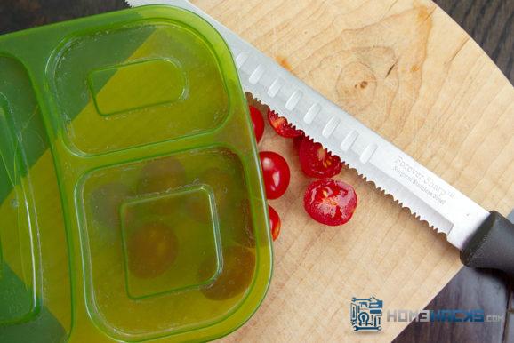 slice tomatoes with a lid