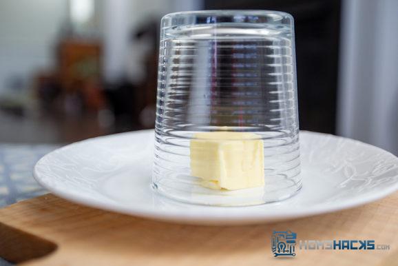 soften butter with warm glass