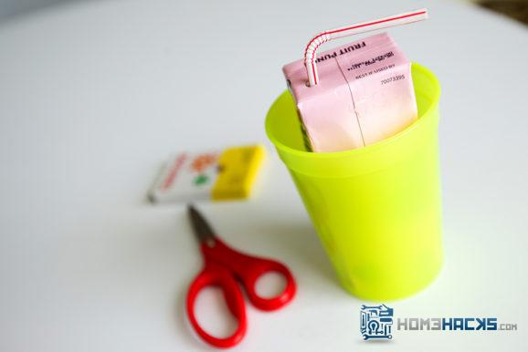juice box in a cup